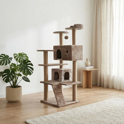 arbre a chat multi niveaux couleur taupe
