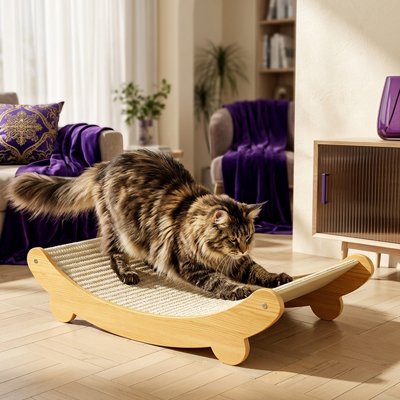 chat en pleine seance de griffade sur le sisal de son griffoir chat