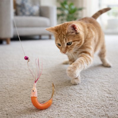 chat qui court apres son jouet pour chat a plume