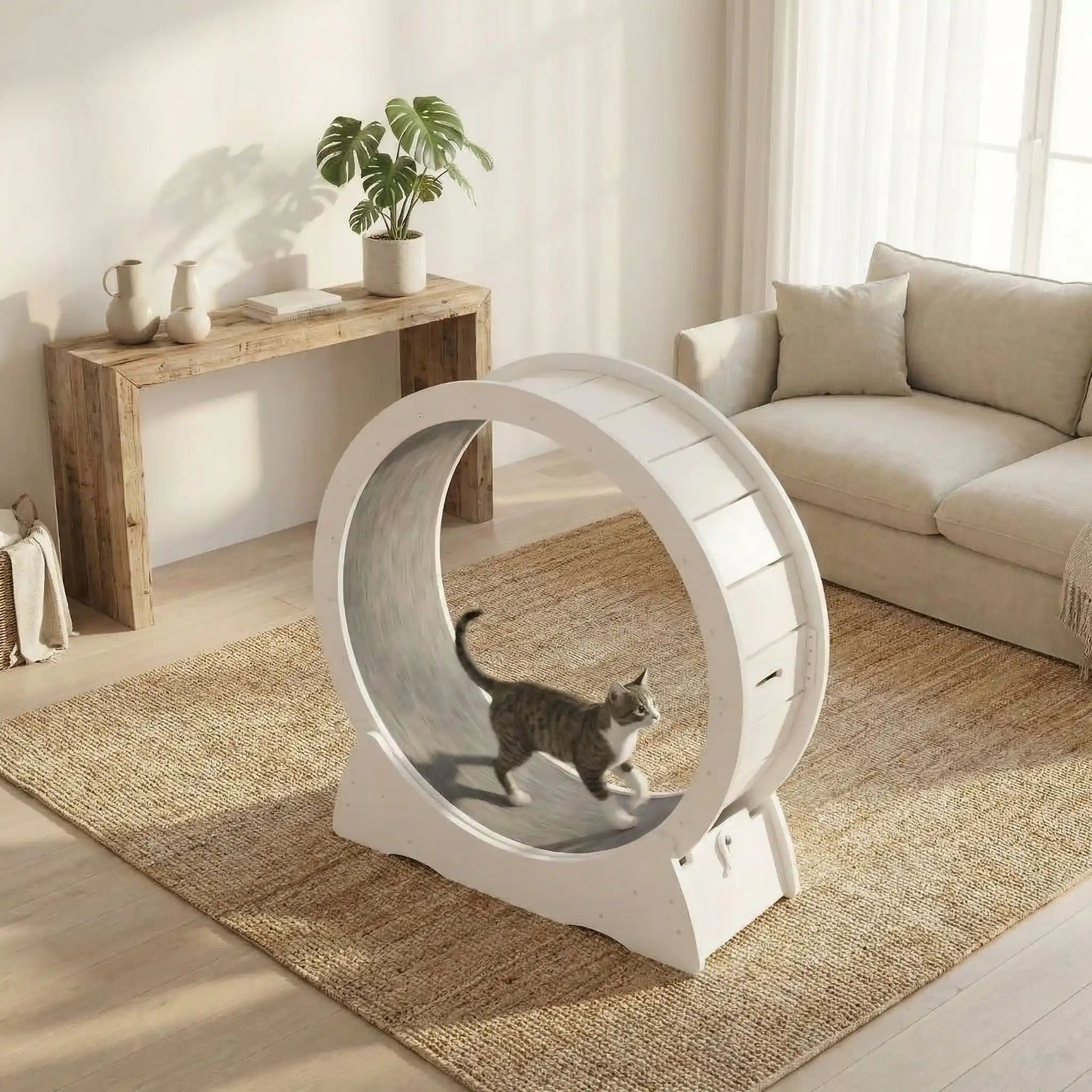 chat qui court sur la roue pour cahat silencieuse