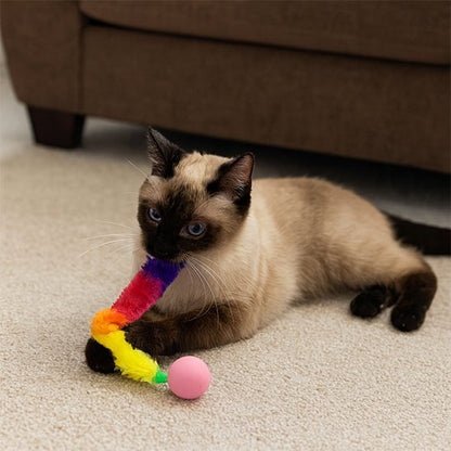 Chat qui mord son jouet chat interactif colore