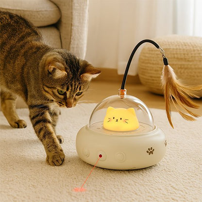 Chat samusant avec le laser de son jouet pour chat interactif au salon