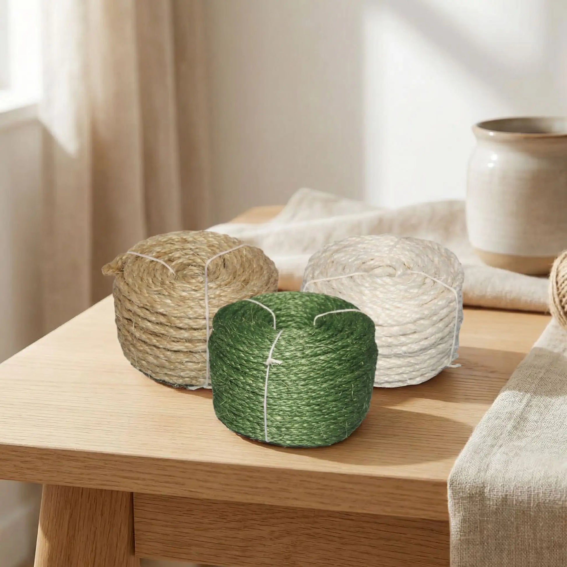 corde arbre a chat en sisal beige blanche verte
