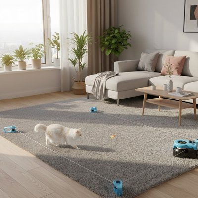 Jouet pour chat installe dans le salon