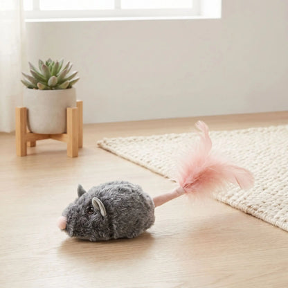 souris pour chat interactive douce grise