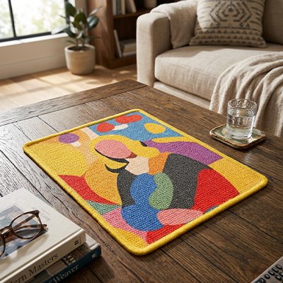 tapis griffoir chat colore design artistique