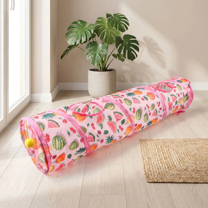 tunnel chat rose a motifs fruits en ligne droite